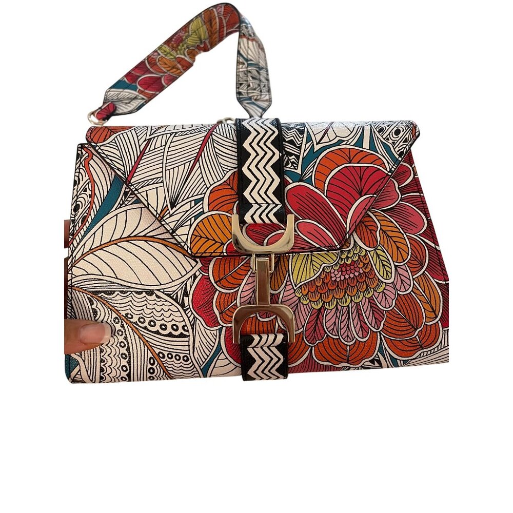 Trina Turk Womens Shoulder Crossbody Bag Multicolor Floral Print Casual - Picture 10 of 16